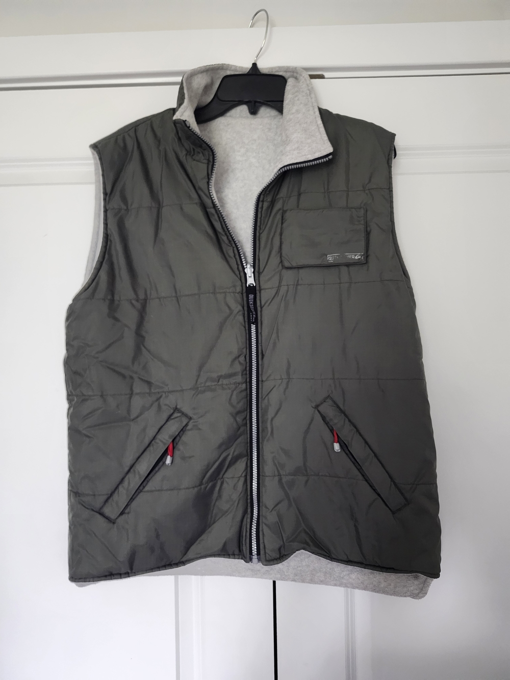 Mens Quicksilver Reversible Vest | X-large | Green Light Gray | Lined | Euc